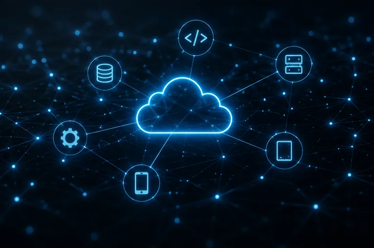 Cloud-Netzwerk verbindet verschiedene Systeme und Geräte miteinander